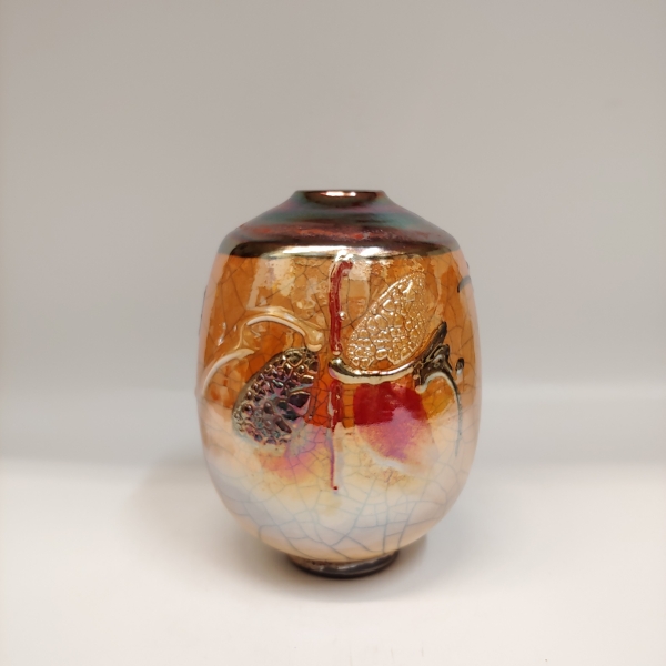 #221175 Raku Vase 3x Fired 6x4.5 $32 at Hunter Wolff Gallery